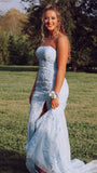 LTP0828,Princess Light Sky blue Formal Dress Lace Appliques Prom HZ0307