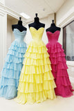 Yellow Corset A-line Ruffle Long Formal HZ0307