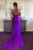 Halter Green Satin Mermaid Long Formal HZ0307