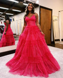 Discount Spaghetti Straps Tulle Preppy Prom Dress, Black Prom Dress HZ0307