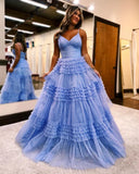 Discount Spaghetti Straps Tulle Preppy Prom Dress, Black Prom Dress HZ0307