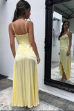 Straps Yellow Silk Ruffle Party HZ0307