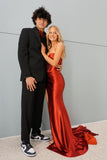 Sweetheart Bustier Red Ruched Fitted Prom HZ0307