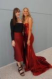 Sweetheart Bustier Red Ruched Fitted Prom HZ0307