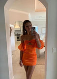 LTP1829,Sexy Orange Tight Homecoming Dresses, High Quality Satin Party HZ0307