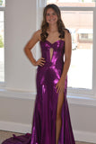 Keyhole Purple Metallic Ruched Long Formal HZ0307