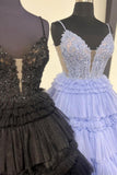 Straps Tulle Ruffle Long Formal HZ0307