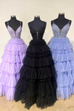 Straps Tulle Ruffle Long Formal HZ0307