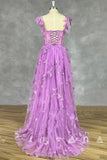 Straps Lilac Butterfly A-line Long Formal HZ0307