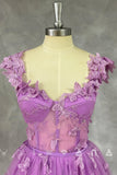 Straps Lilac Butterfly A-line Long Formal HZ0307