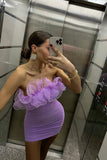 Lilac Strapless Bodycon Homecoming Dresses Sleeveless Back To School Dress, HZ0307