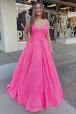 Sparkle Pink Sequins Prom Dresses Evening Ball HZ0307