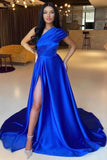 Discount One Shoulder Royal Blue Prom Dresses, A-Line Evening HZ0307