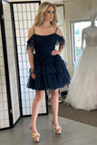 Baby Blue Tulle Off The Shoulder Multi Layers Homecoming HZ0307