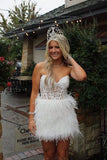 LTP1751,Sweetheart Feather Skirt Lavender Tight Homecoming Dress, Short Prom HZ0307