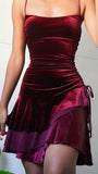 Spaghetti Straps Burgundy Velvet Homecoming HZ0307