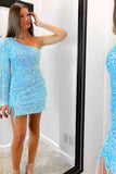 One Sleeve Sequin Tassel Homecoming HZ0307