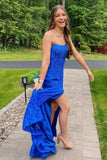 LTP1661,Elegant Lace Strapless Royal Blue Prom Dresses with HZ0307