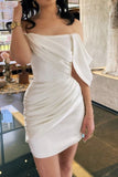 LTP1460,White satin off the shoulder wedding dress homecoming HZ0307