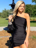 LTP1493,One Sleeves Beaded Satin Homecoming HZ0307