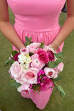 Simply Pink Strapless A-line Long Party HZ0307