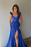 Flare Straps Royal Blue A-line Formal HZ0307