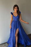 Flare Straps Royal Blue A-line Formal HZ0307