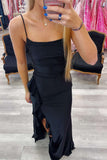 Straps Hot Pink Cowl Neck Fitted Prom Dress with HZ0307