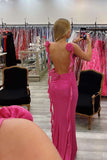 Straps Hot Pink Open Back Prom Dress with HZ0307