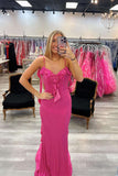 Straps Hot Pink Open Back Prom Dress with HZ0307