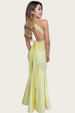 Plunge Yellow Mermaid Crss Cross Back Formal HZ0307