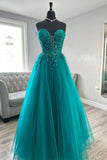 Sweetheart Turquoise Appliques A-line Prom HZ0307