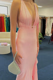 Plunge Pink Mermaid Long Formal HZ0307