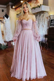 Light Pink Tulle Applique Prom HZ0307