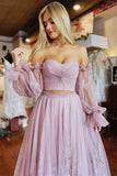 Light Pink Tulle Applique Prom HZ0307