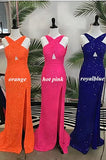 Cross Neck Sequin Black Long Prom HZ0307