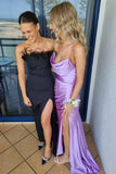 Strapless Satin Lavender Draped Formal HZ0307