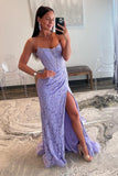 Strapless Hot Pink Lace Mermaid Long Formal Dress with HZ0307