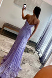 Strapless Hot Pink Lace Mermaid Long Formal Dress with HZ0307