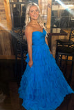 Sweetheart Blue Chiffon Tiered A-line Formal HZ0307