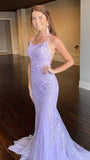 Mermaid Tulle Appliques Lace Evening Prom HZ0307