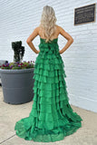 Strapless Yellow Chiffon Tiered Ruffles Long Party HZ0307