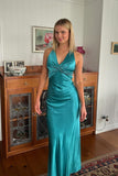 Turquoise Twist Sheath Silk Long Party HZ0307