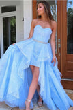 LTP1388,Sky Blue Lace Hi-lo Sweetheart Prom Evening HZ0307