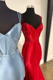 Double Straps Appliques Mermaid Satin Formal HZ0307
