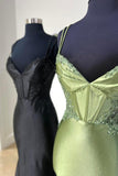 Double Straps Appliques Mermaid Satin Formal HZ0307
