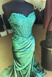Fuchsia Lace and Satin Ruched Mermaid Prom HZ0307