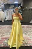Strapless Sage Green Satin A-line Long Formal HZ0307