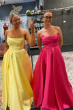 Strapless Sage Green Satin A-line Long Formal HZ0307