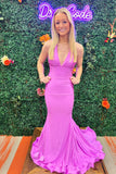 Halter Pink Fitted Long Formal HZ0307